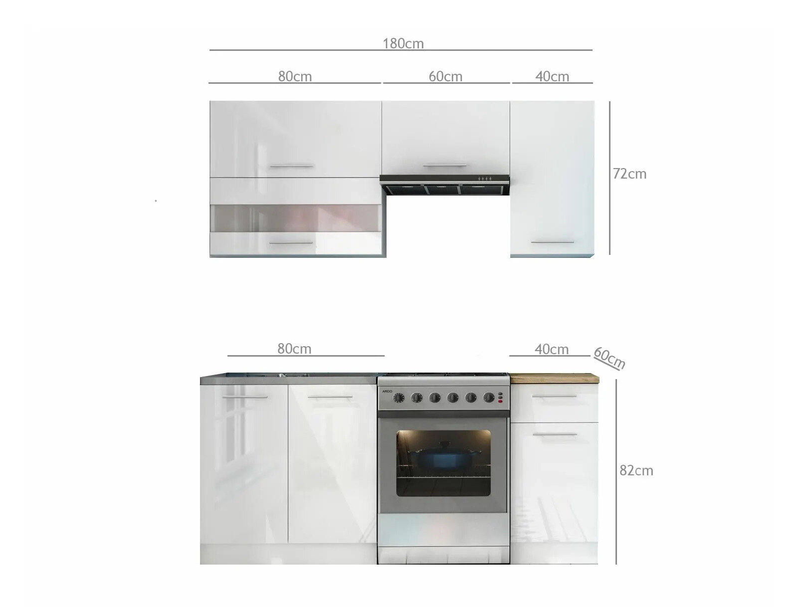 Modular kitchen set Tiffa Grey 100