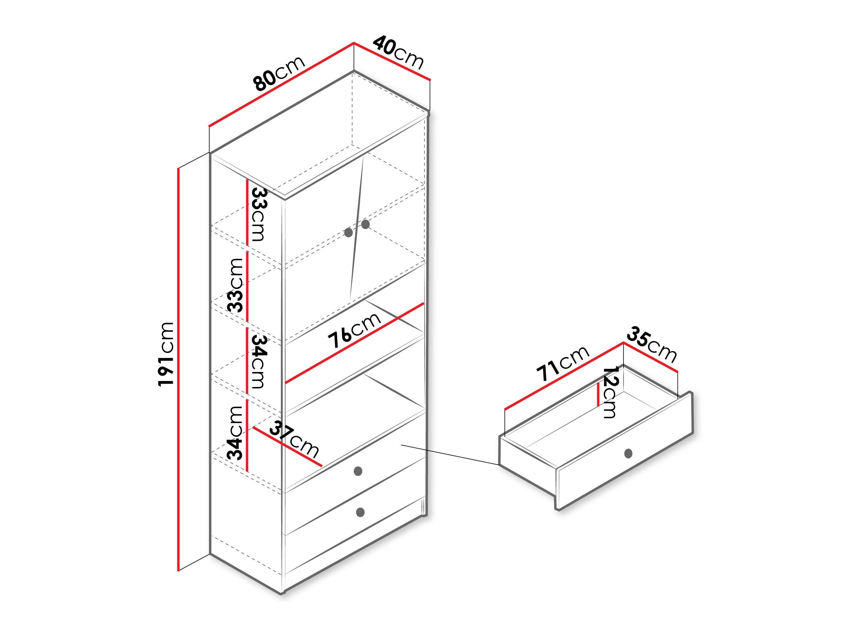 Bookcase Almira 103 (Artisan oak + White)