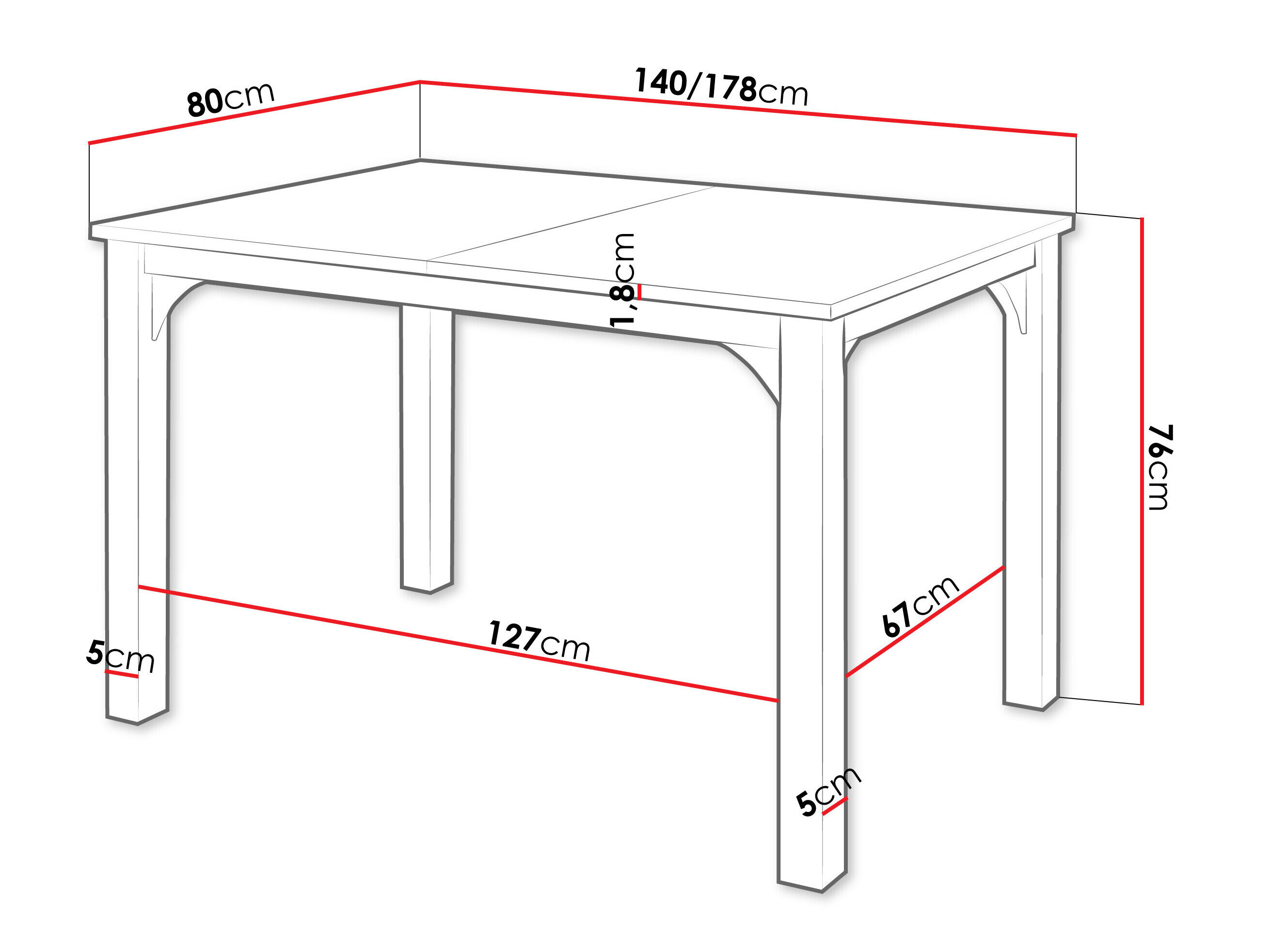 Table Oswego 136 (Craft golden oak + Black)