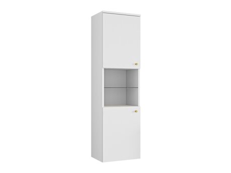 Wall-mounted bathroom cabinet Salus (White + White marble)