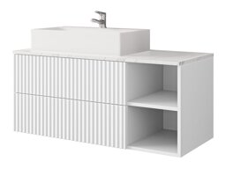 Wall-mounted bathroom cabinet for washbasin Nauta (White + White marble)