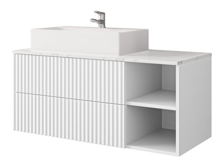 Wall-mounted bathroom cabinet for washbasin Nauta (White + White marble)