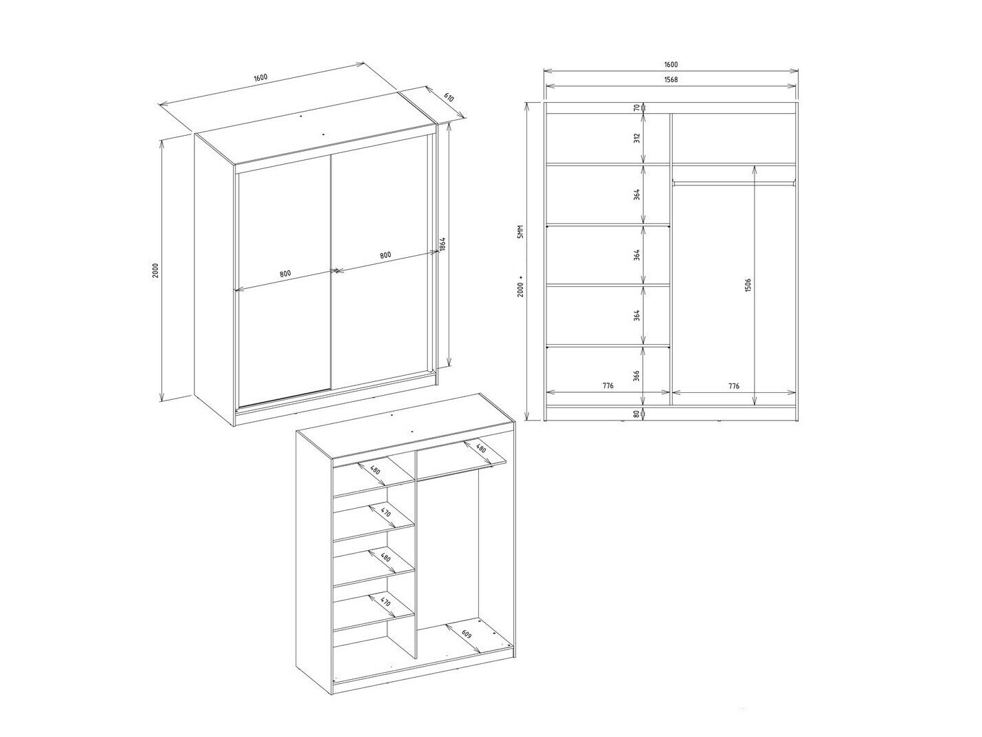 Wardrobe Mandeville 167 (Artisan oak)