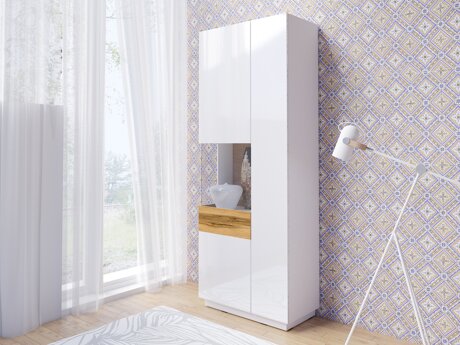 Bookcase Livlore 100 (White + Glossy white + Wotan Oak)