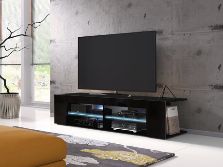 TV-meubel Ver (Zwart + Glanzend zwart)