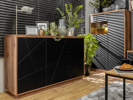 Kommode Fivale 100 (Mørk Delano eg + Mat sort)