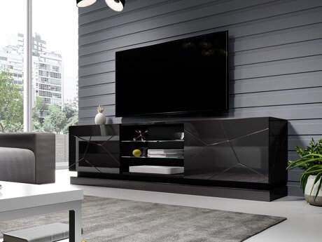 TV-meubel Linar I (Zwart + Glanzend zwart)