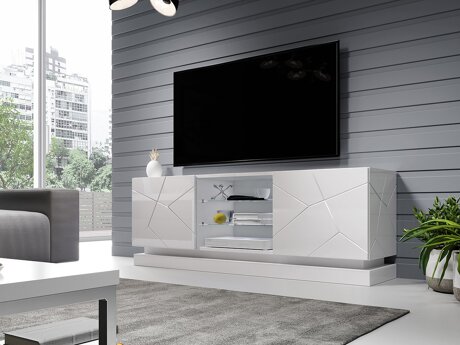 TV-meubel Linar (Wit + Glanzend wit)
