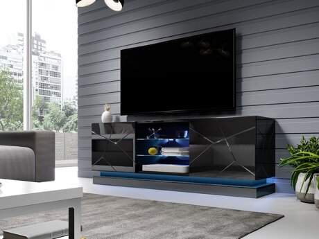 TV-meubel Linar (Zwart + Glanzend zwart)