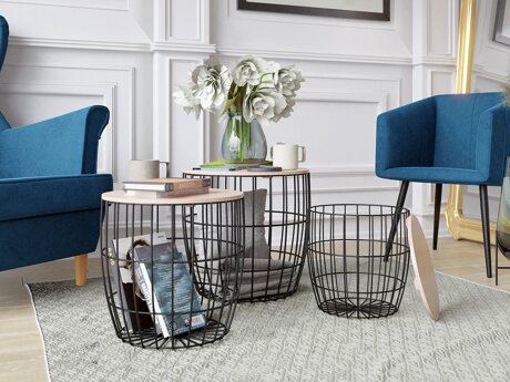 Sidebordesæt Richardson 102 (Sort + Lyst træ)