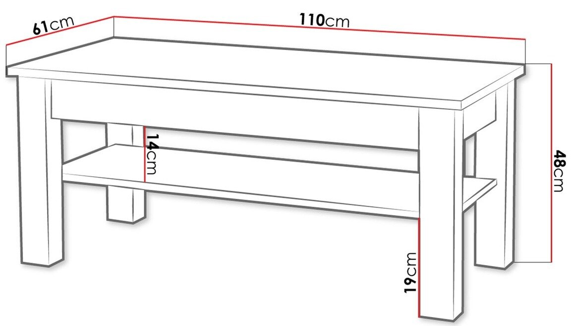 Sofabord Melfeli 116 (Sonoma eg)