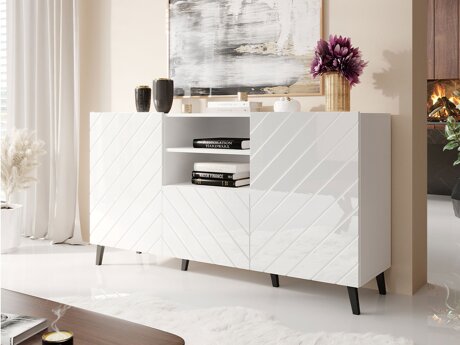 Cómoda Charlotte 143 (Blanco + Blanco brillante)