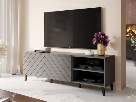 TV-meubel Charlotte 144 (Grafiet + Grafiet glanzend)
