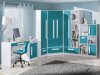 De reeks van de kinderkamer Merevari 107 (Wit + Glans Turquoise)