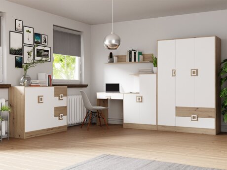 Møbelsæt Tolfere 107 (Lys eg + Hvid)