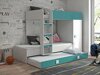Lit superposé Hartford 191 (Blanc + Brillant Turquoise + Blanc brillant)
