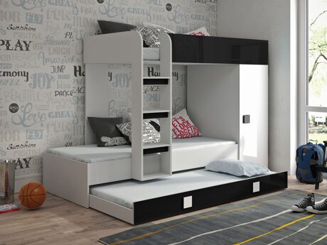 Stapelbed Hartford 191 (Wit + Glanzend zwart + Glanzend wit)