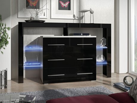 Ladekast Aestas I (Wit + Glanzend zwart)