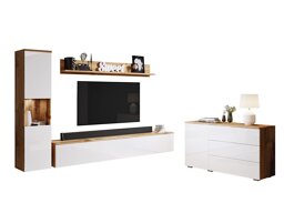 Woonkamerset Sarasota 132 (Wotan eik + Glanzend wit)