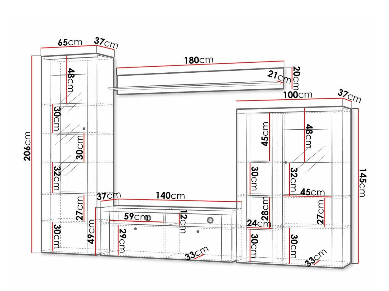 Stuemøbelsæt Salelbo 100 (Nød)