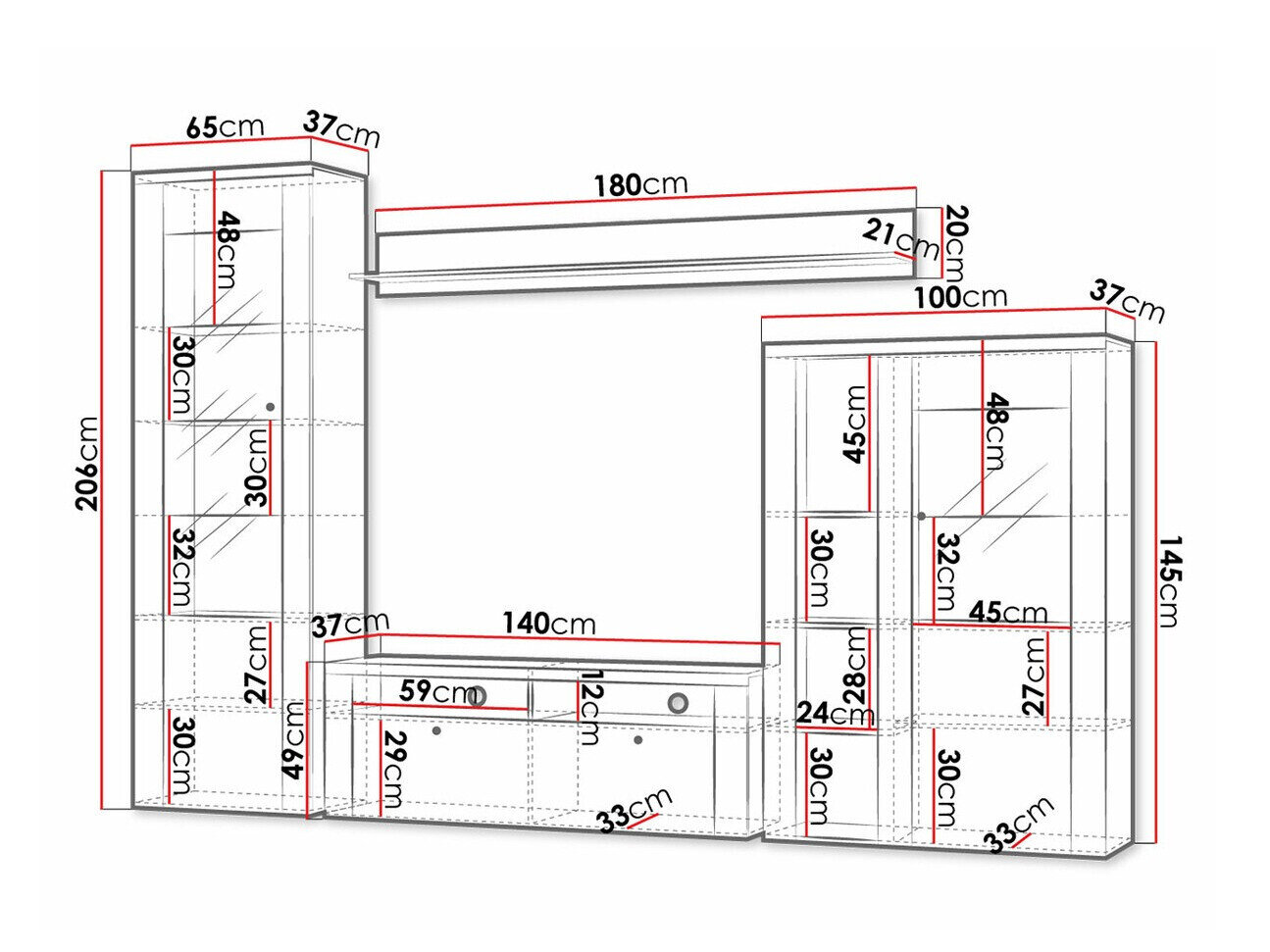 Stuemøbelsæt Salelbo 100 (Rivera egetræ)