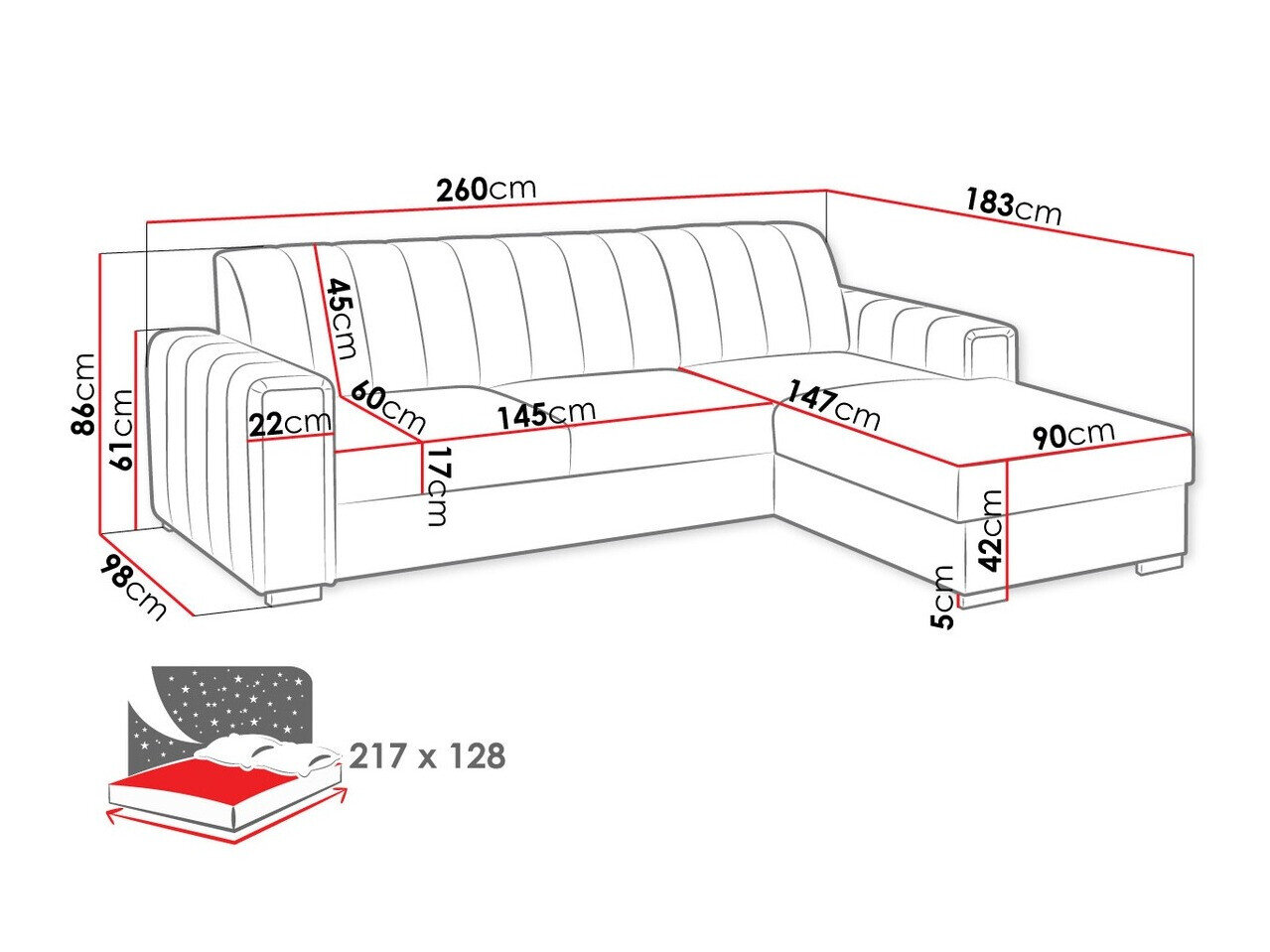 Hjørnesofa Columbus 166 (Manila 16)