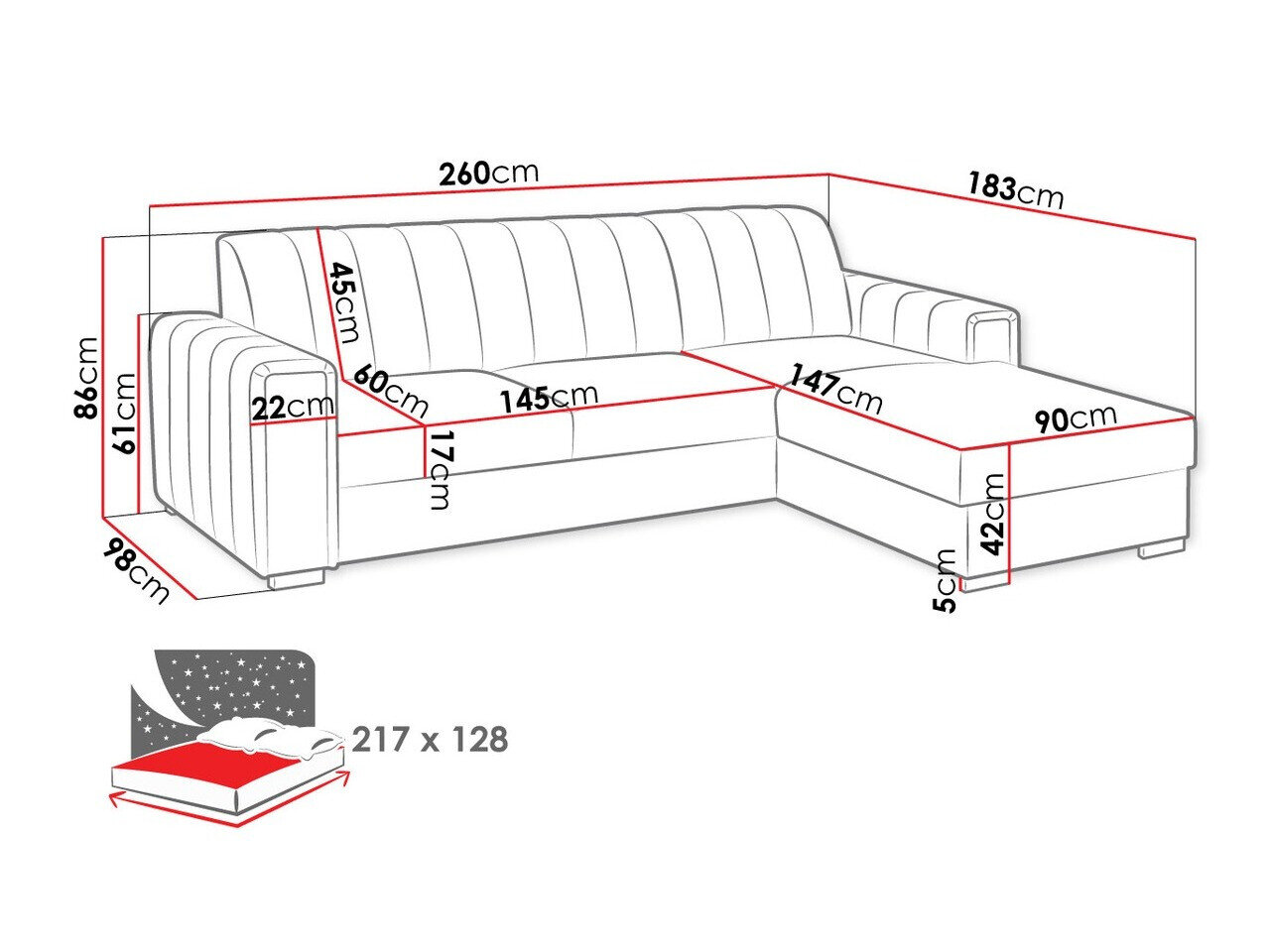 Hjørnesofa Columbus 166 (Manila 18)