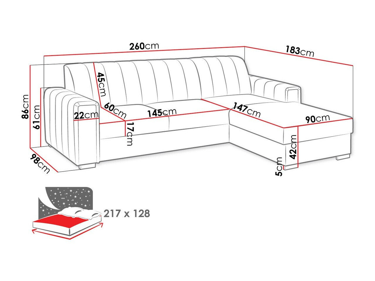 Hjørnesofa Columbus 166 (Manila 35)