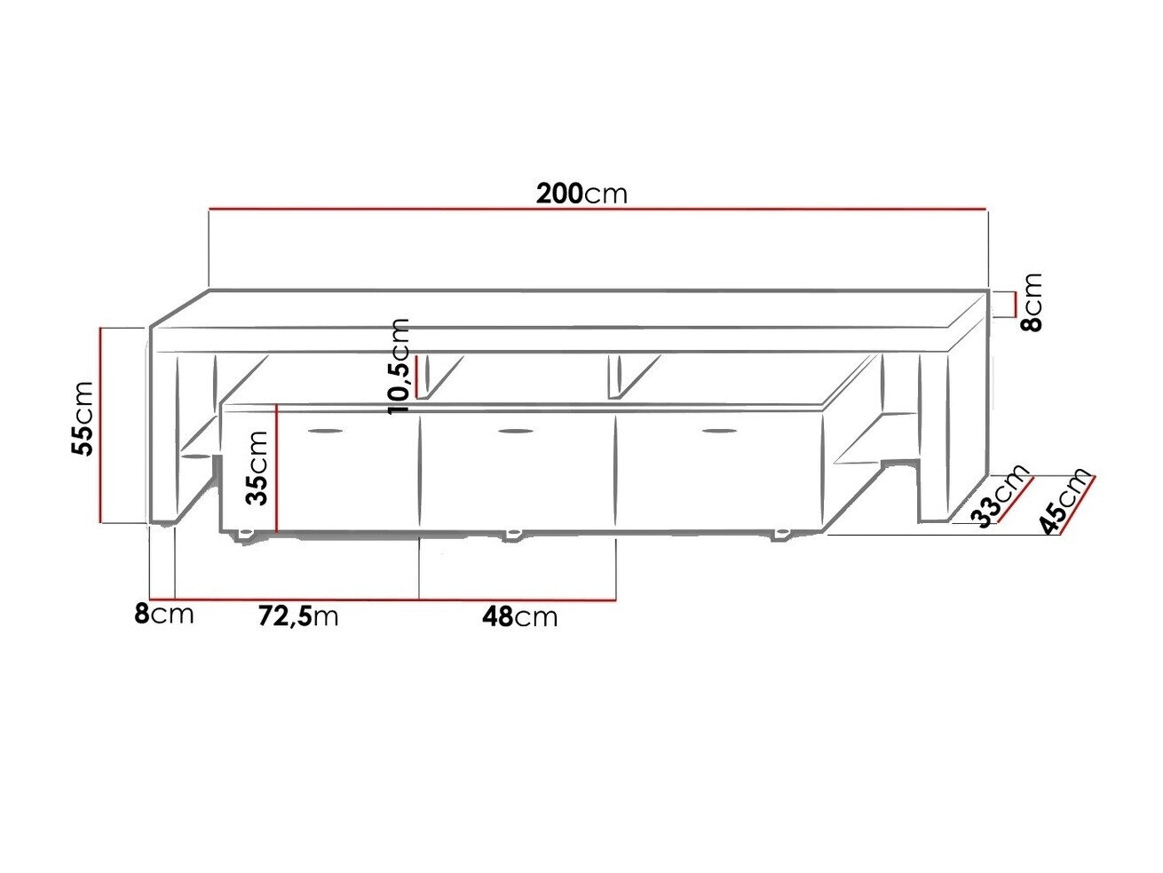TV-bord Arbor (Hvid + Blank sort)