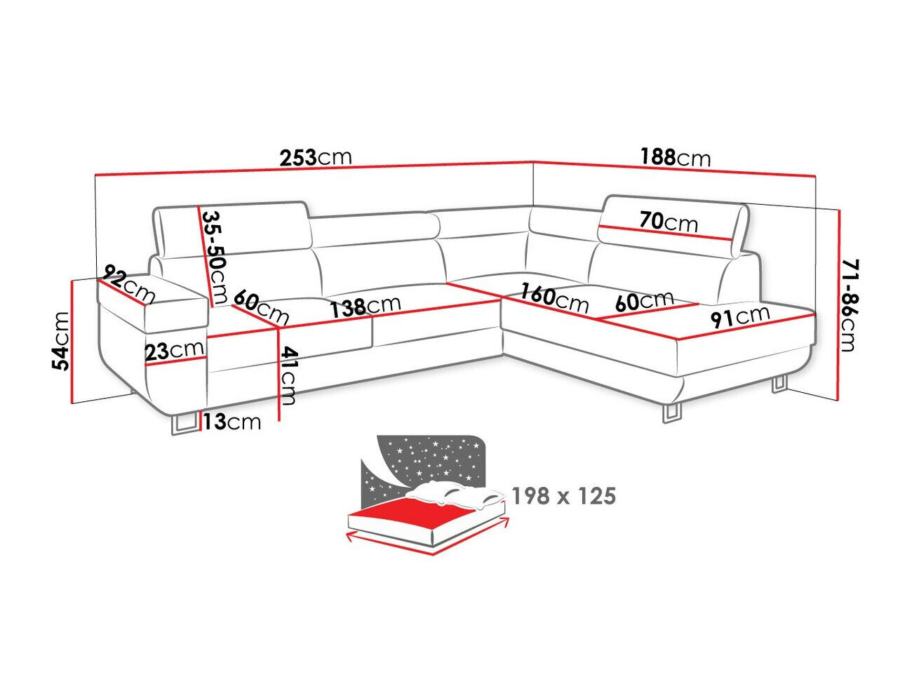 Hjørnesofa Comfivo Liberta (Manila 16 + Manila 18)