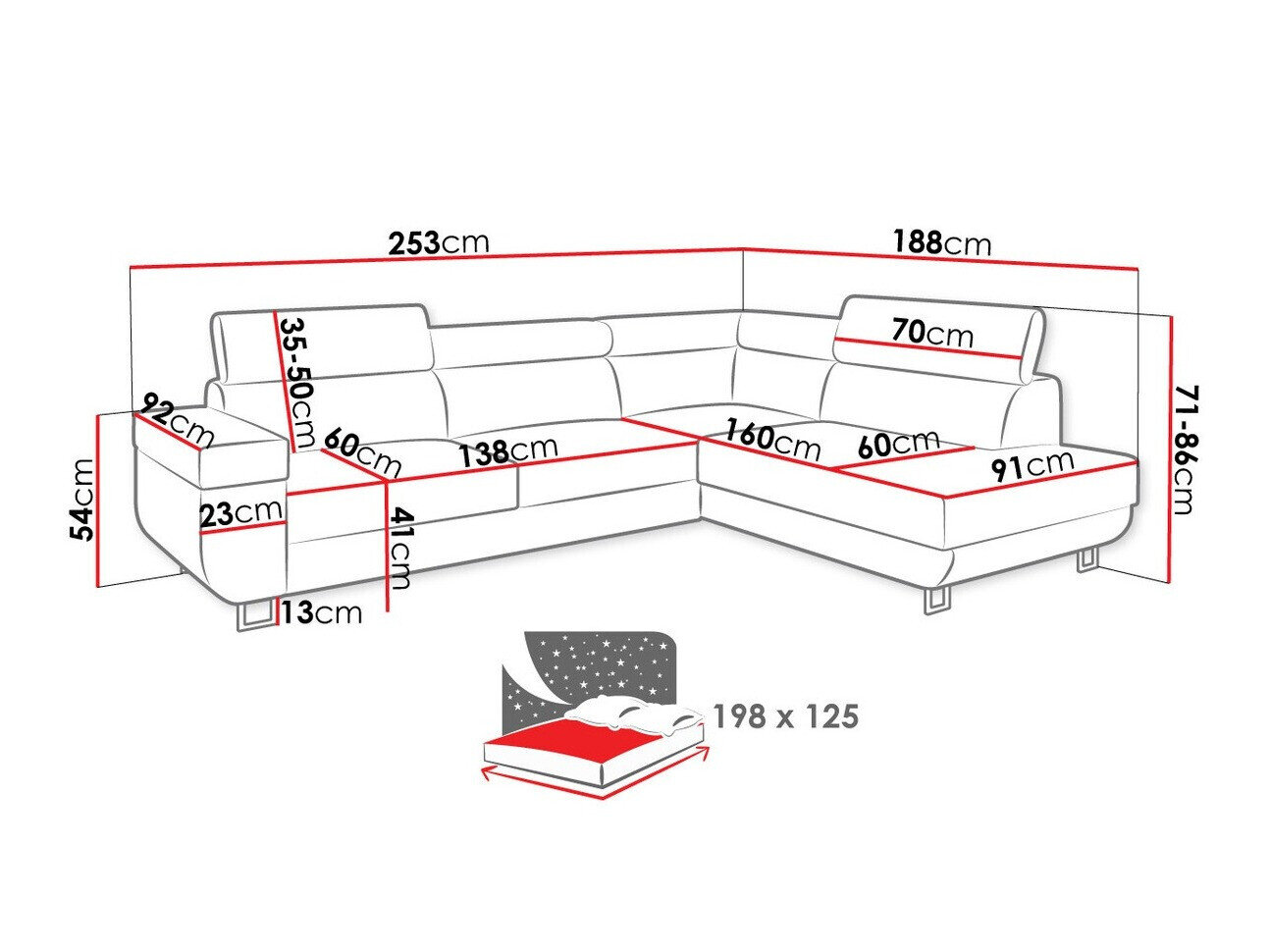 Hjørnesofa Comfivo Liberta (Manila 16 + Manila 18)