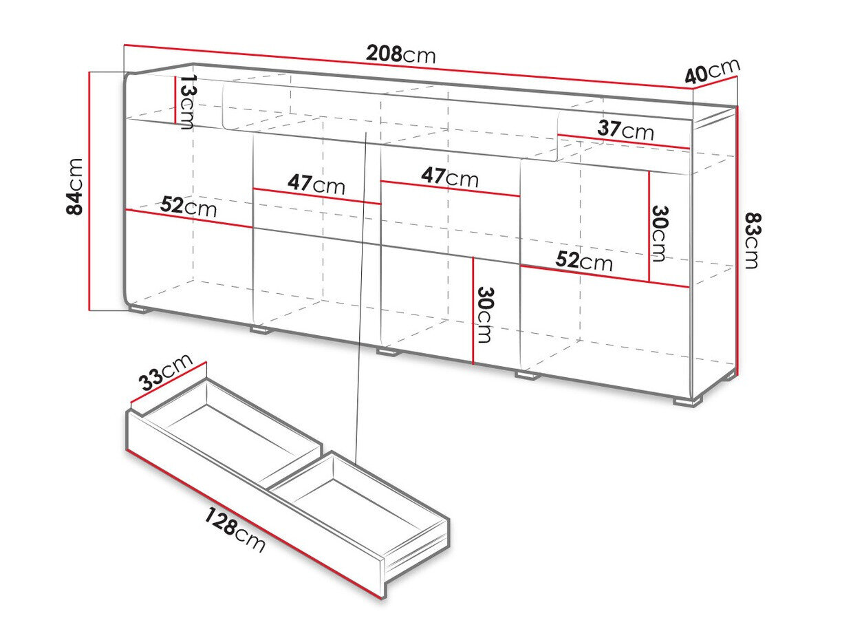 Kommode Torsone 102 (Antracit + Gloss antracit + Grandson eg)
