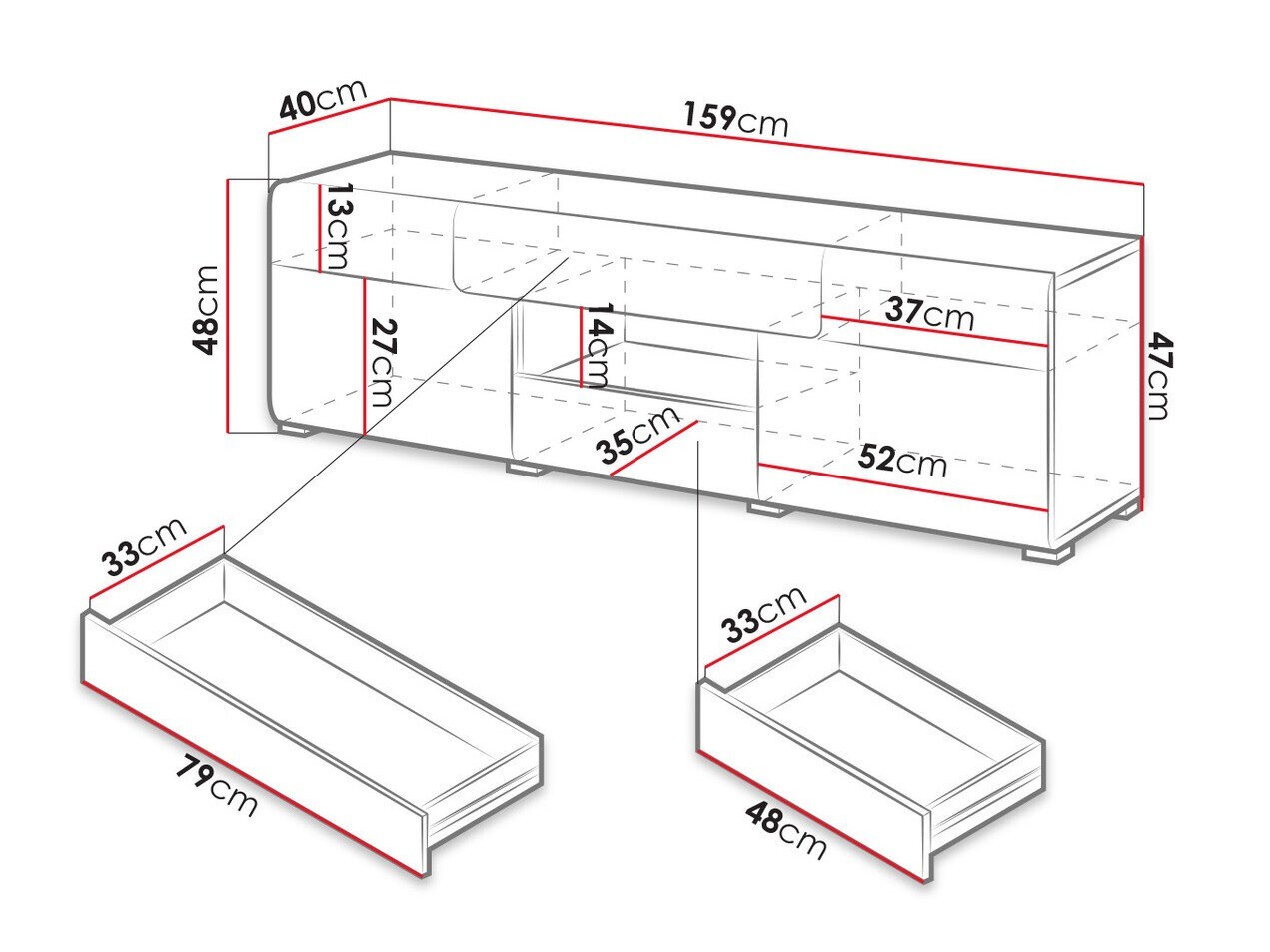TV-bord Torsone 101 (Antracit + Gloss antracit + Grandson eg)