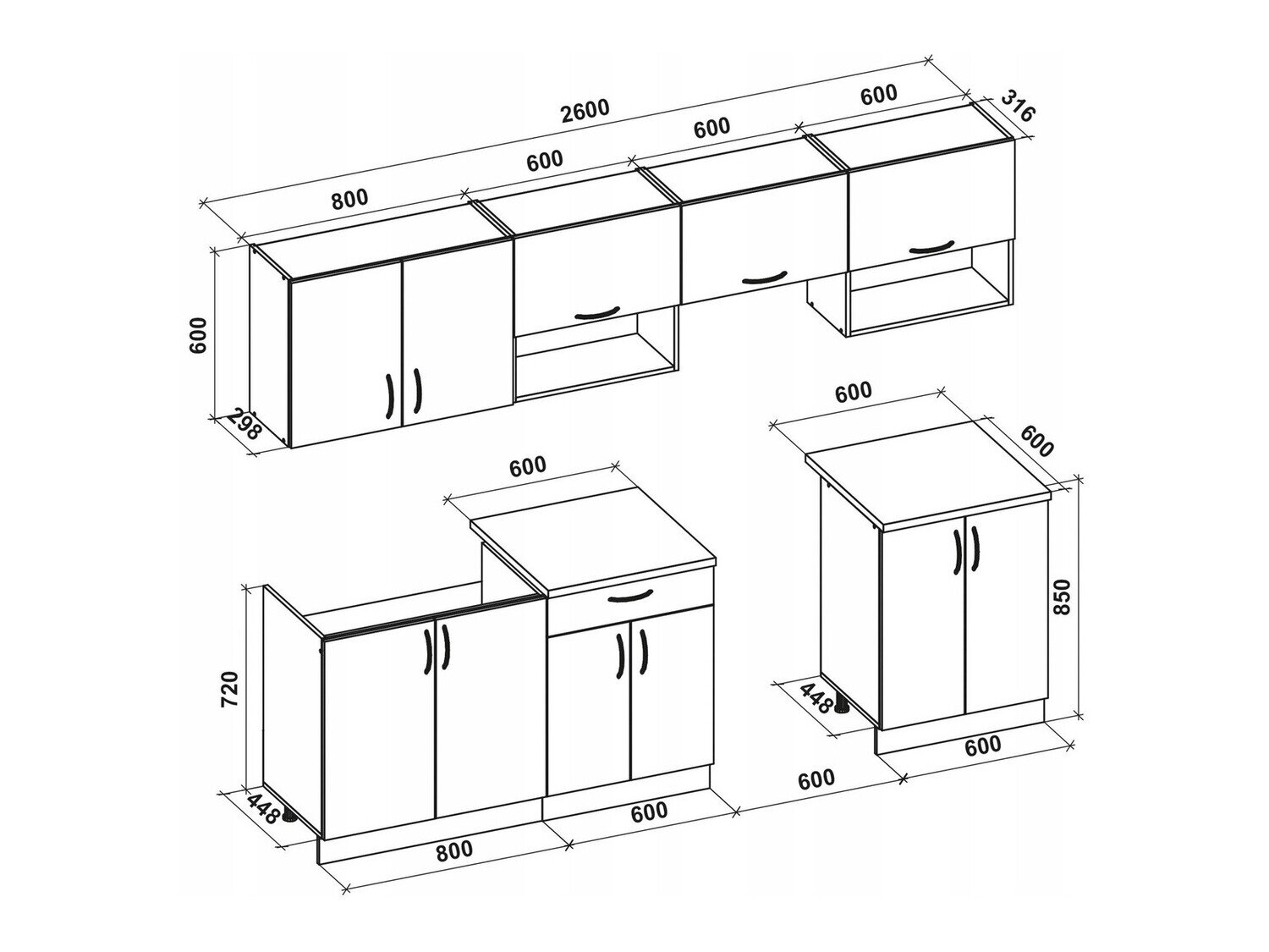 Køkkensæt Houston 858 (Fløde + Sonoma eg)