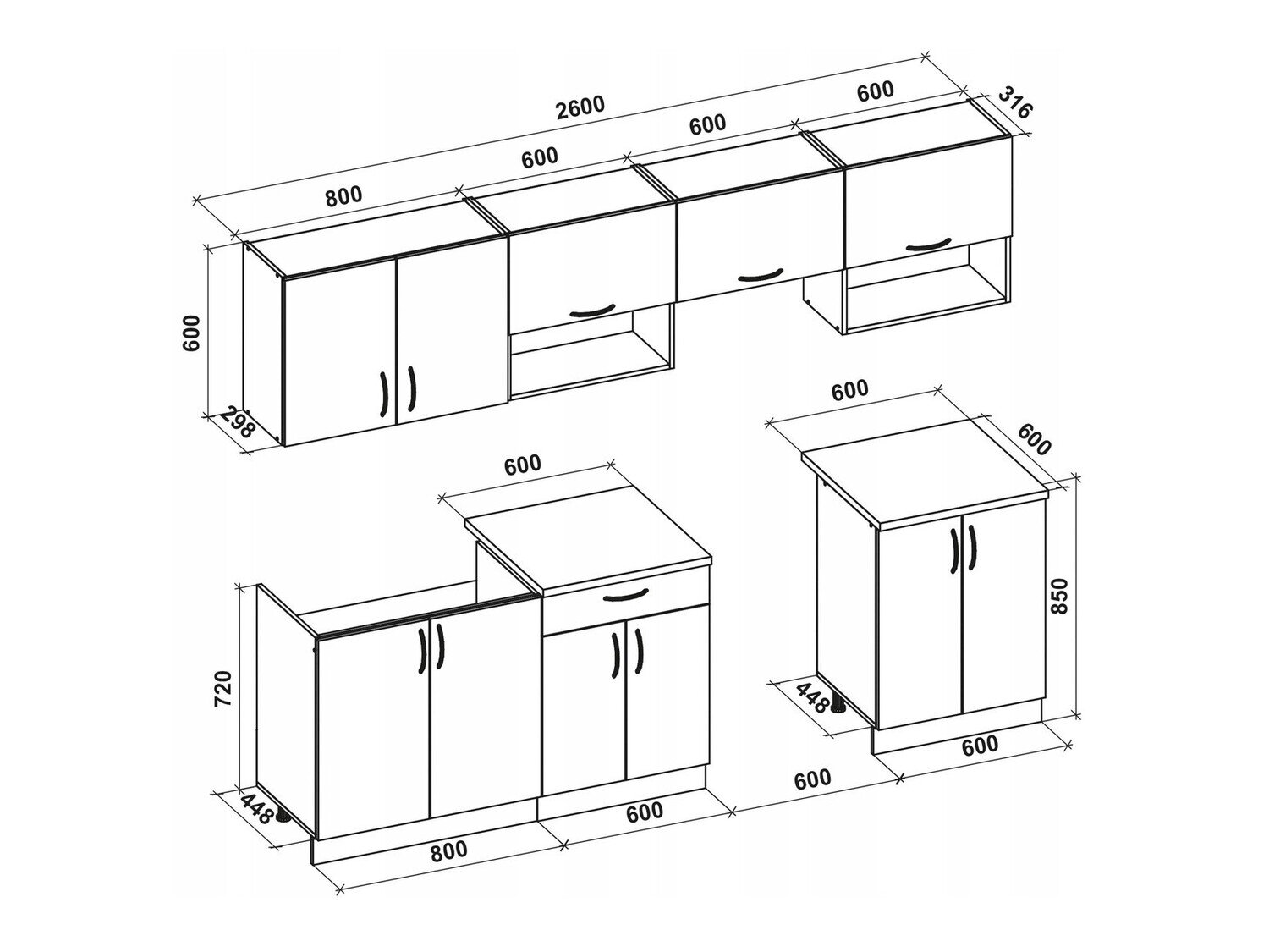 Køkkensæt Houston 858 (Glansfuld hvid + Sonoma eg)