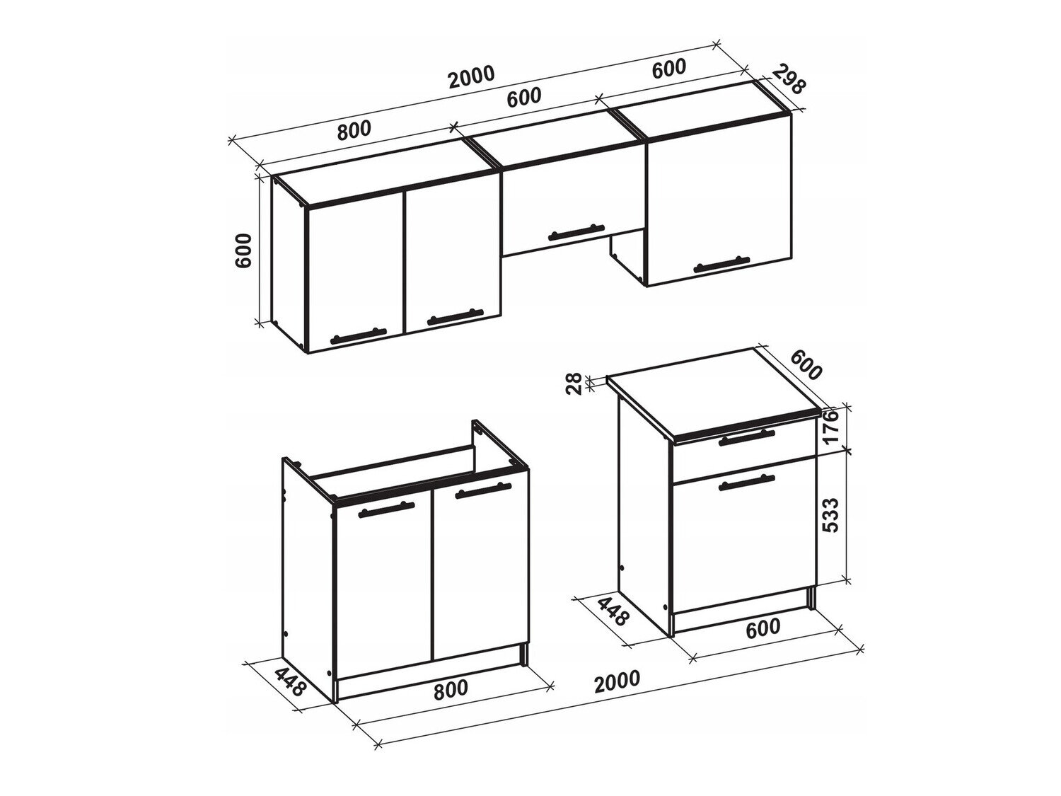 Keukenset Houston 857 (Glanzend wit + Sonoma eik)
