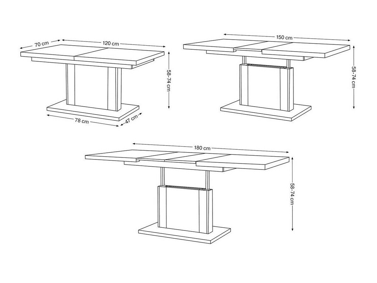 Transformeerbare salontafel Glendale 103 (Donkere eik + Zwart)