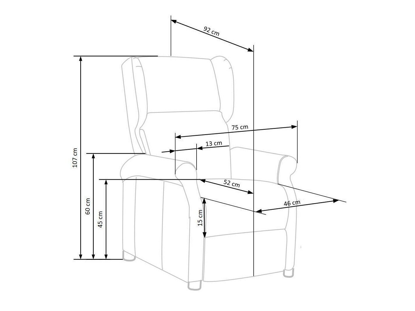 Hvilestol Houston 854 (Grå)