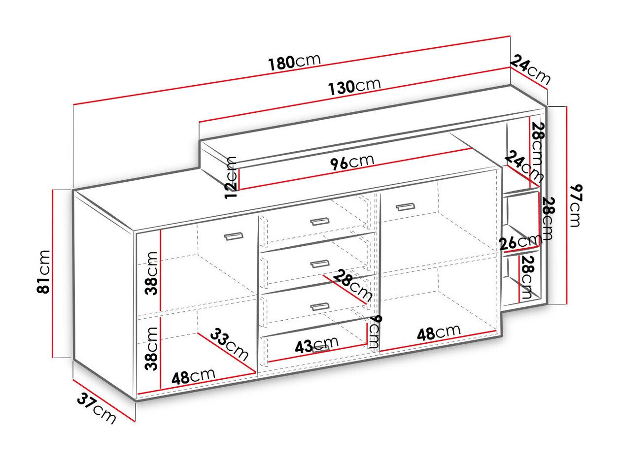 Kommode Lutiva 106 (Hvid + Beton)