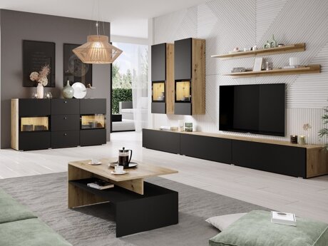 Stuemøbelsæt Serodeu 104 (Artisan eg + Mat sort)