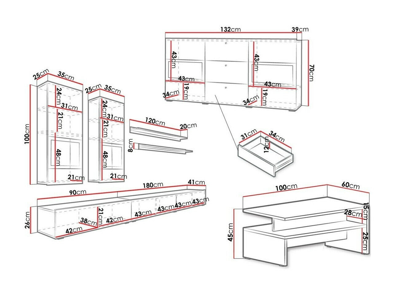 Stuemøbelsæt Serodeu 104 (Beton)