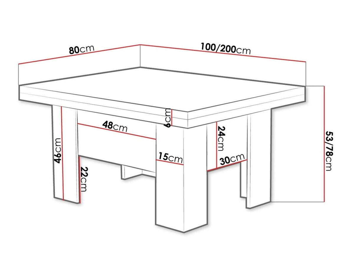 Transformeerbare salontafel Stanton 102 (Sonoma eik)