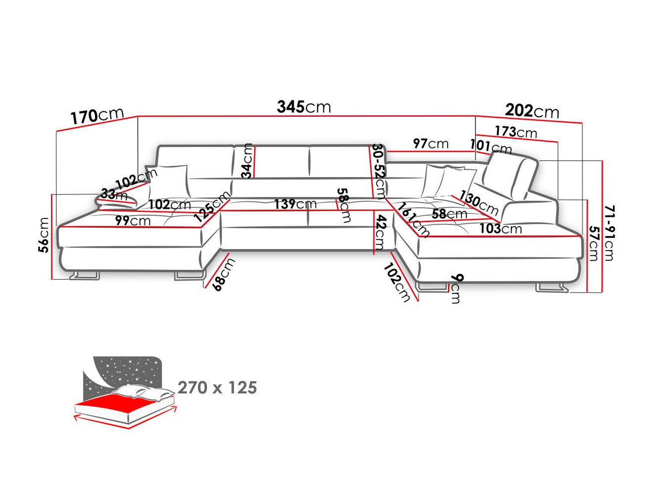 Hjørnesofa Comfivo 190 (Alfa 17)