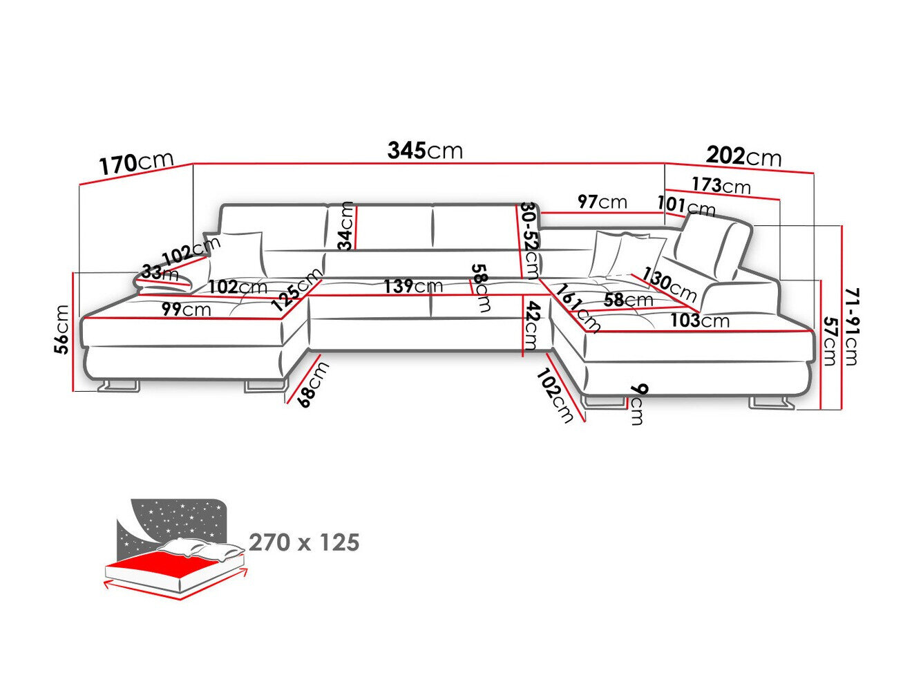 Hjørnesofa Comfivo 190 (Soft 011 + Lux 06 + Soft 011)