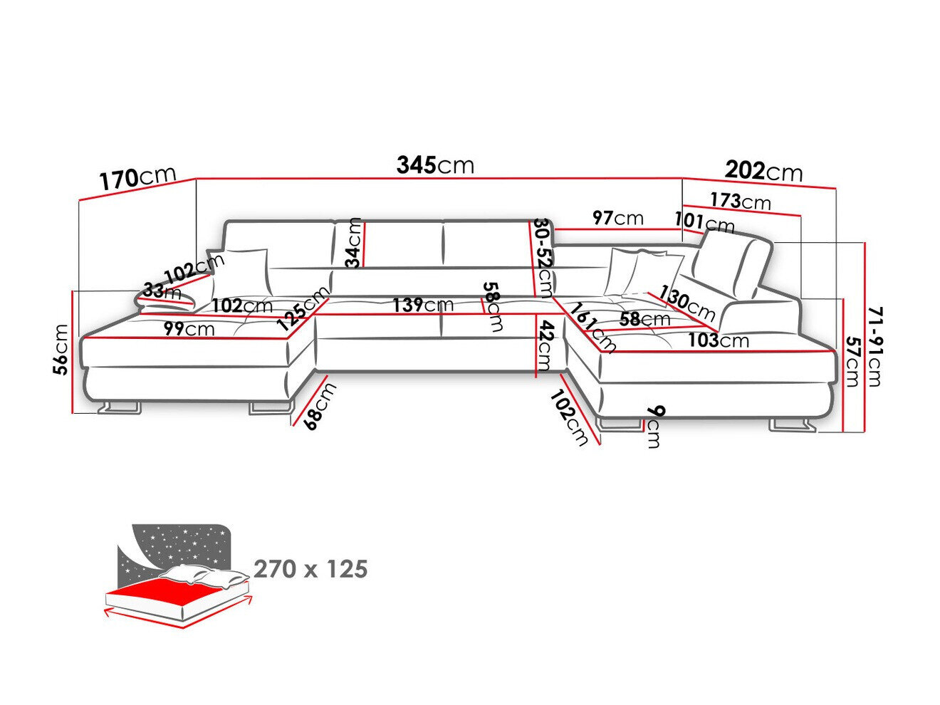 Hjørnesofa Comfivo Ruta IV (Magic Velvet 2217 + Magic Velvet 2219)