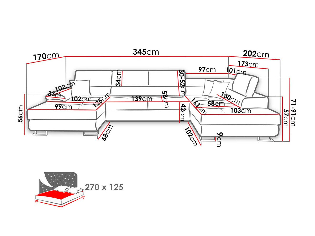 Hjørnesofa Comfivo Ruta IV (Soft 011 + Lux 06 + Soft 011)