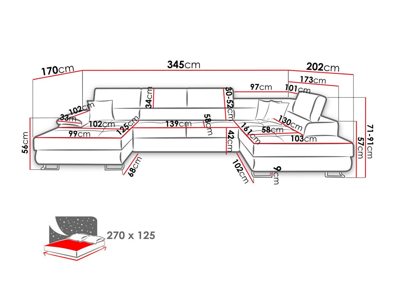 Hjørnesofa Comfivo Ruta IV (Soft 017 + Lux 06 + Soft 017)
