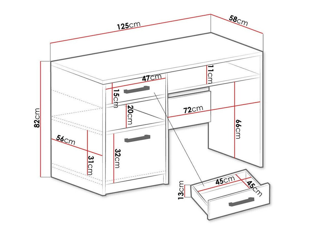 Skrivebord Delbalo 102 (Blå + Gylden)