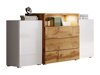 Ladekast Sarasota 127 (Wit + Glanzend wit + Wotan eik)