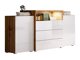 Ladekast Sarasota 127 (Wotan eik + Glanzend wit)